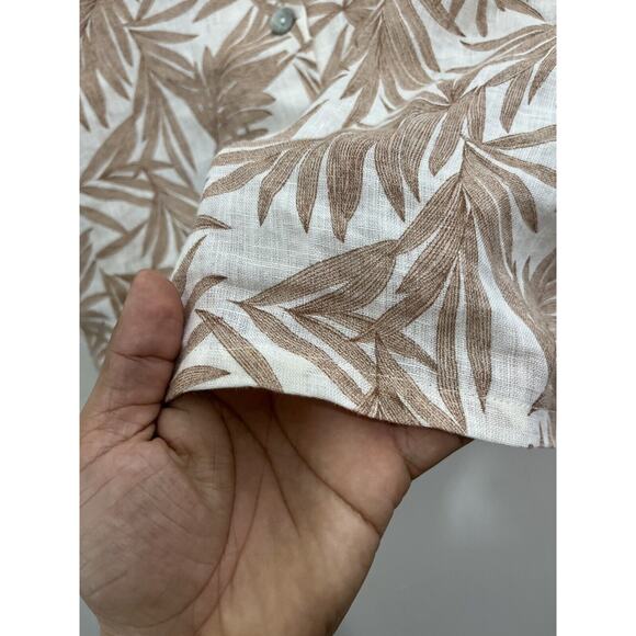 Boho Beach Coastal Flax Linen Camp Button Up Top XL Boxy Rustic Lagom Artsy Airy - Picture 5 of 13